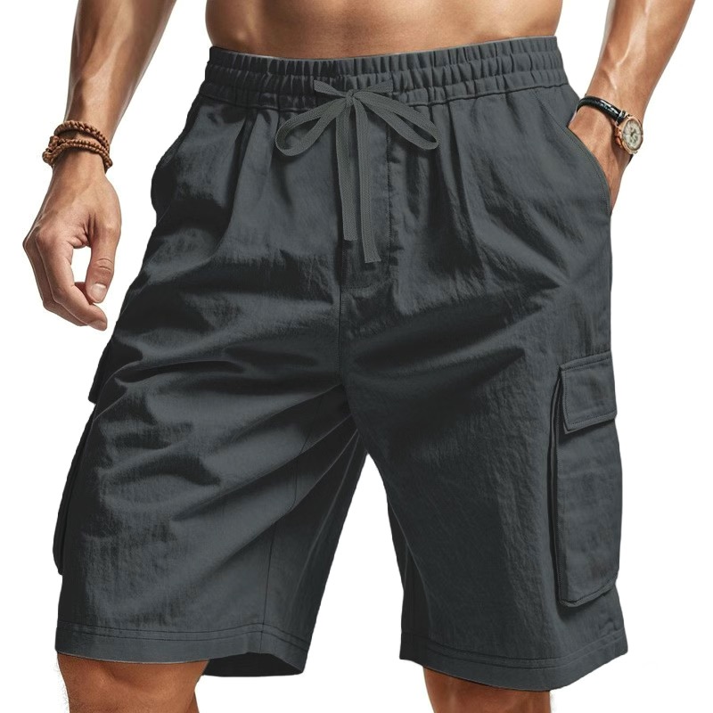 Linen Shorts Men - Men's Solid Color Cotton Linen Cargo