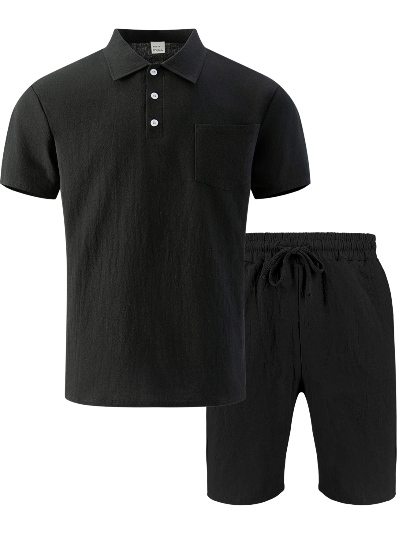 Men's Textured Linen Polo Shor - огляд і ціна Linen Shorts Men