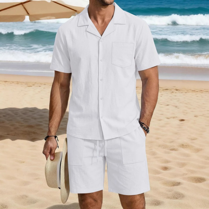 Mens Summer Cotton Linen Vacat - огляд і ціна Linen Shorts Men
