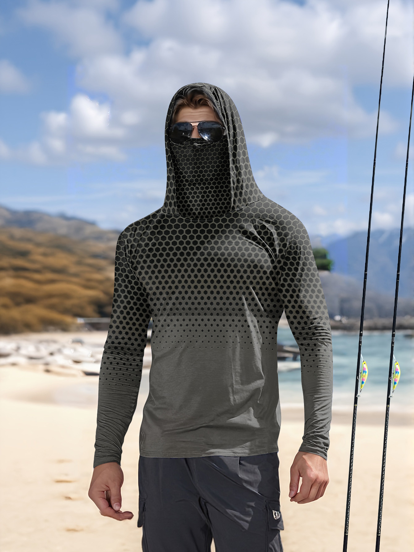 Men Hood Fishing Shirt long sl - огляд і ціна Summer Clothing Us