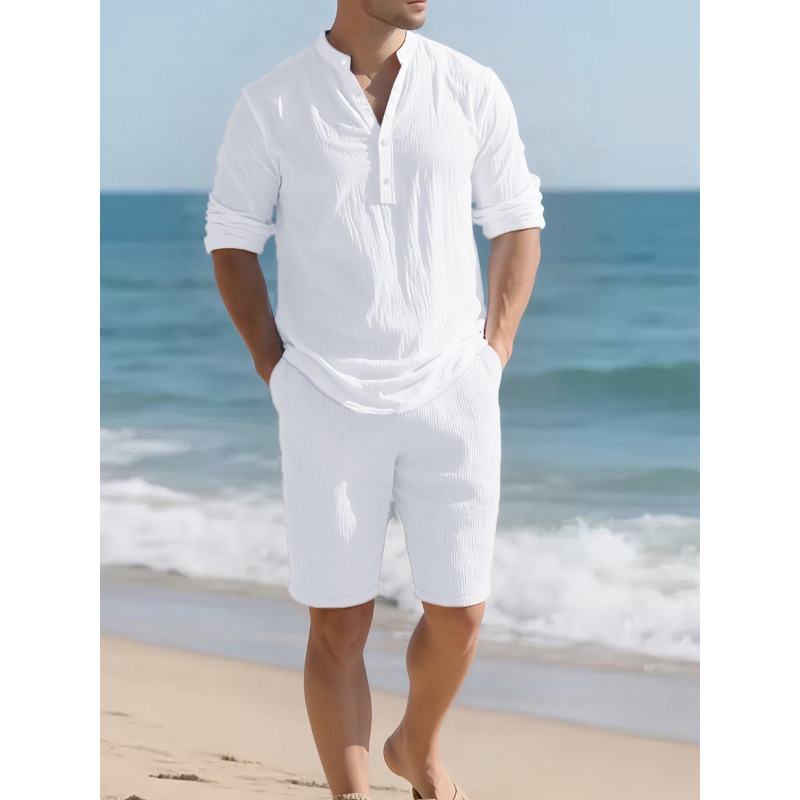 Men's White Linen Blend Two Pi - огляд і ціна Linen Shorts Men
