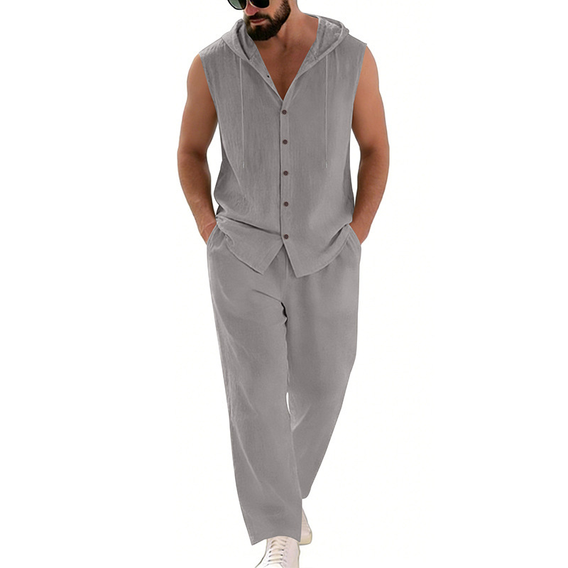 Men's Casual Linen Suit Hooded - огляд і ціна Summer Clothing Us