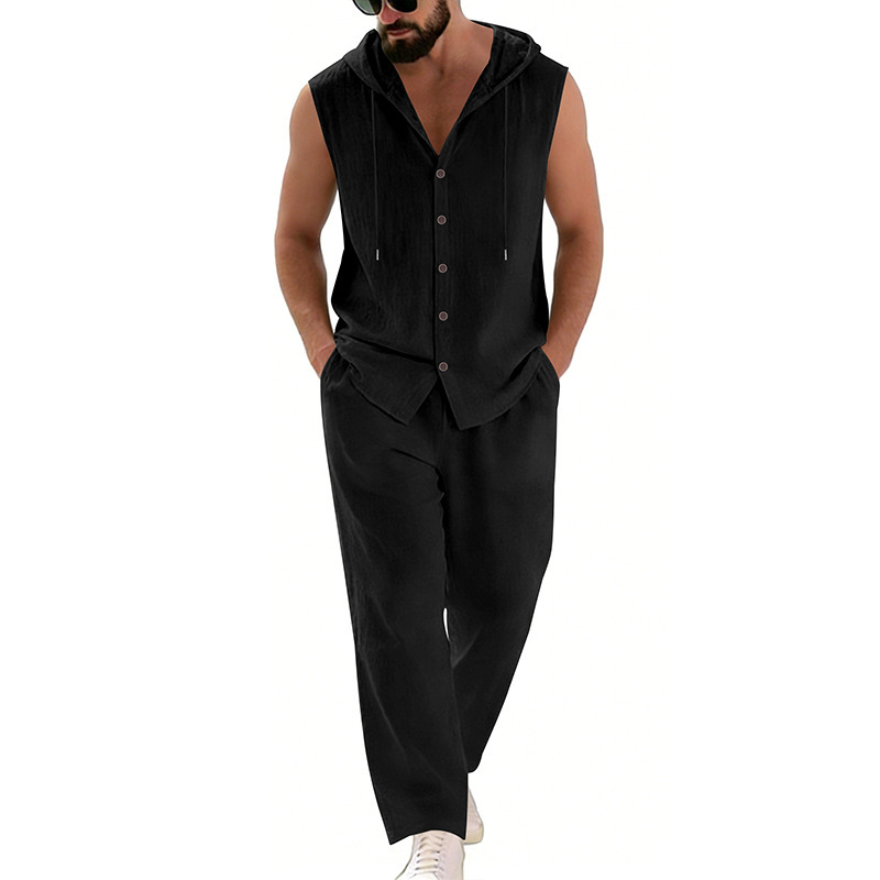 Men's Casual Linen Suit Hooded - огляд і ціна Summer Clothing Us