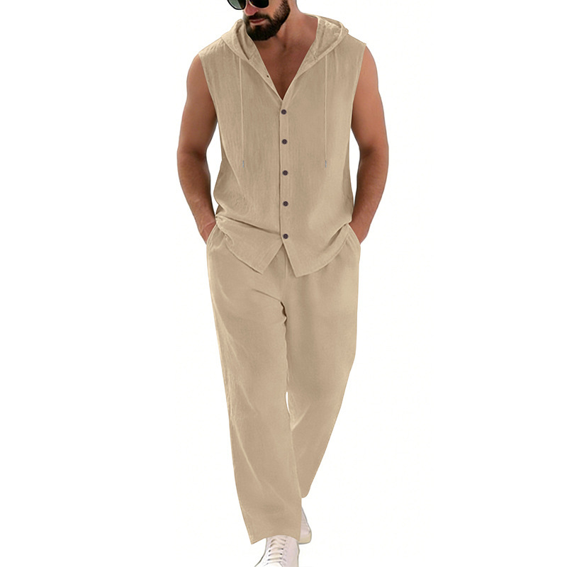 Men's Casual Linen Suit Hooded - огляд і ціна Summer Clothing Us