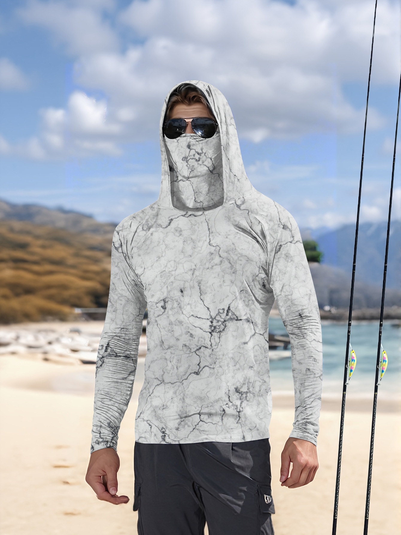 Men Hood Fishing Shirt long sl - огляд і ціна Summer Clothing Mens