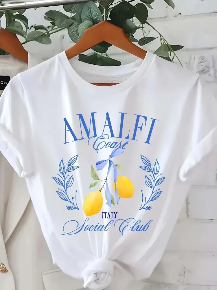Lemon Print T-shirt Short Slee - огляд і ціна Summer Clothing Aesthetic
