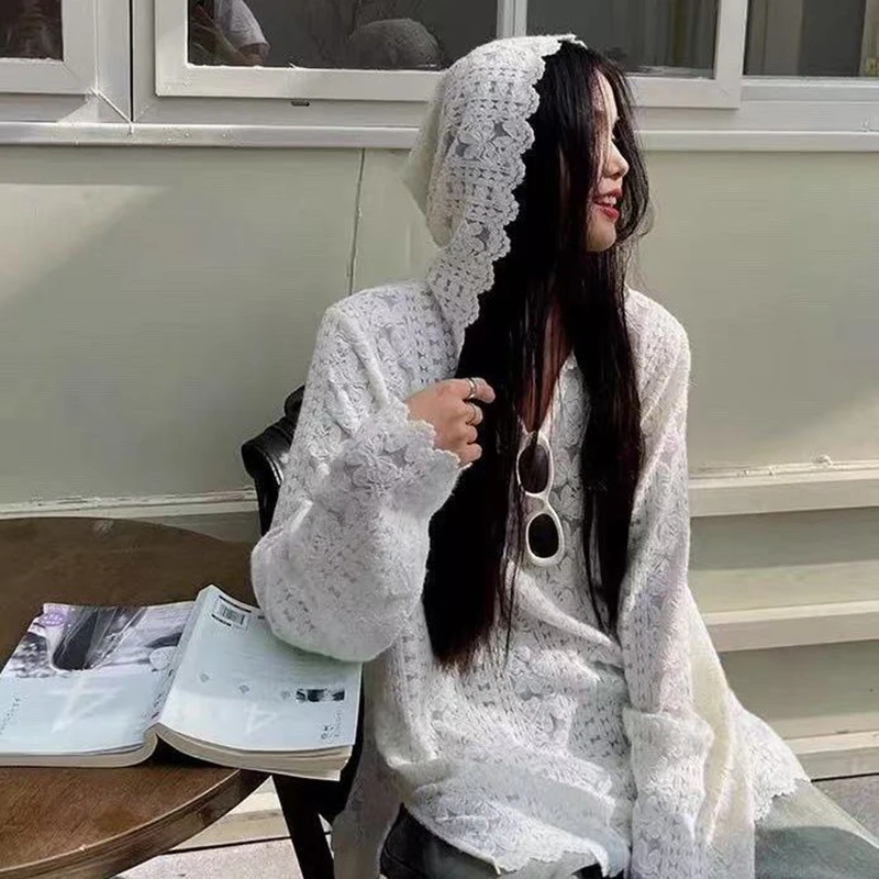 Y2K Lace Hooded Shirts Women S - огляд і ціна Summer Clothing Aesthetic