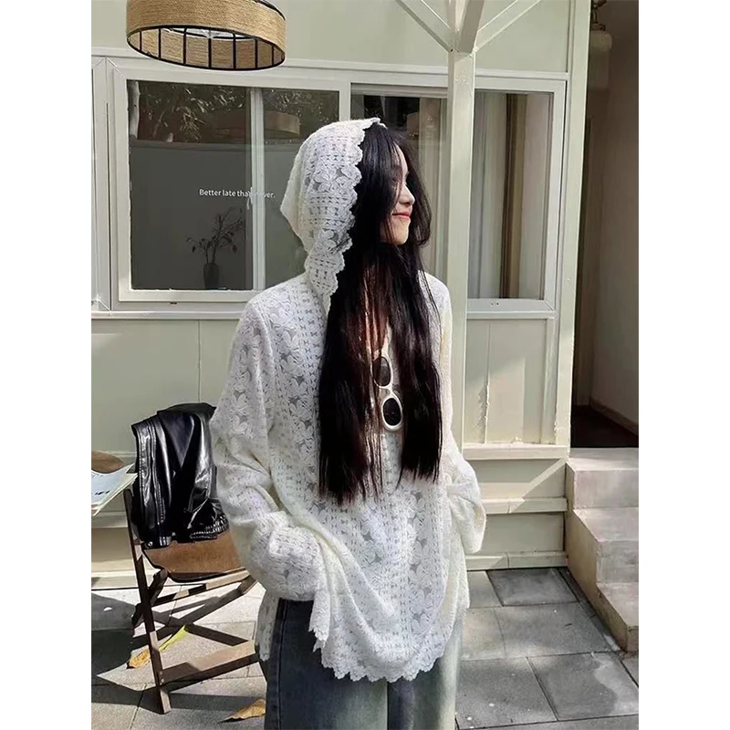 Y2K Lace Hooded Shirts Women S - огляд і ціна Summer Clothing Aesthetic
