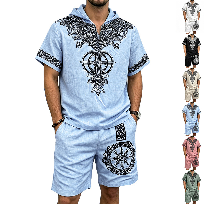 Men Linen Look Viking Tree Pri - огляд і ціна Linen Shorts Men