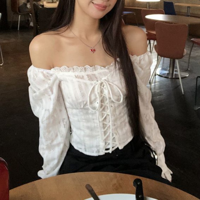 Deeptown White Lace Up Cropped - огляд і ціна Summer Clothing Aesthetic